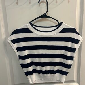 Striped Navy Blue and White Women's Top